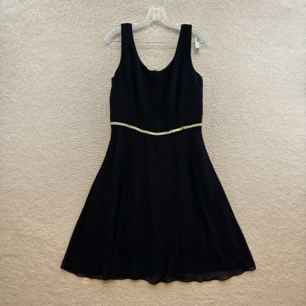90s Y2K Vintage Dressbarn Dress 12 L Large Black Mesh A-Line Bridesmaid Formal